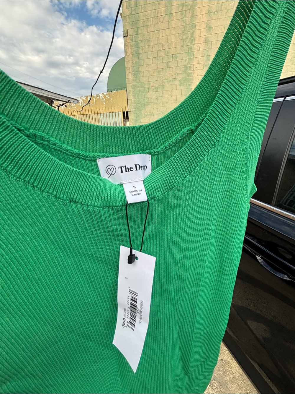 The Drip Green Ribbed Tank Top